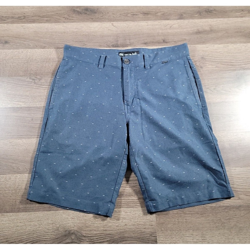 Travis Mathew Shorts Size 32 Blue Stretch Golf Upwardly Mobile Geometric Dot